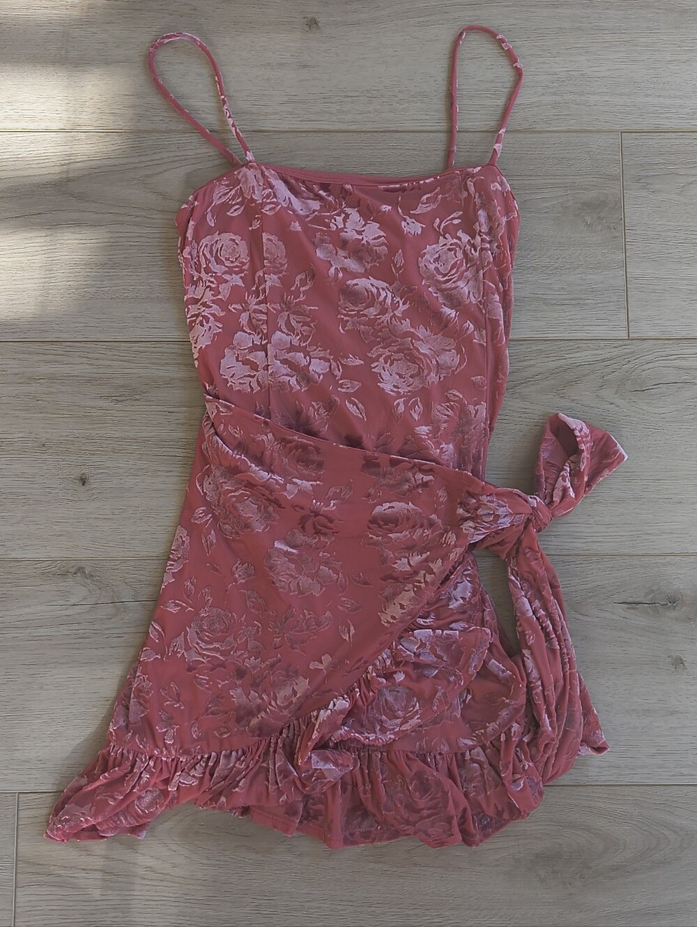 Free People Intimately Rose Wrap Tie Mini Dress | Size XS